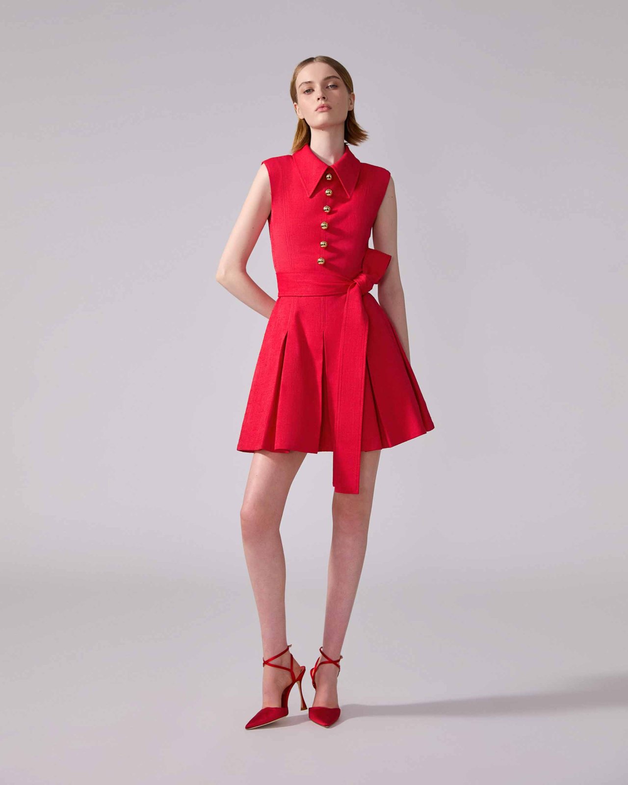 Sleeveless Pleated Mini Dress