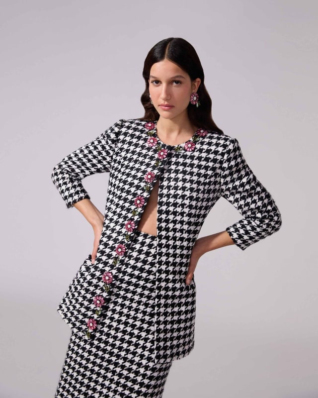 Houndstooth Column Skirt