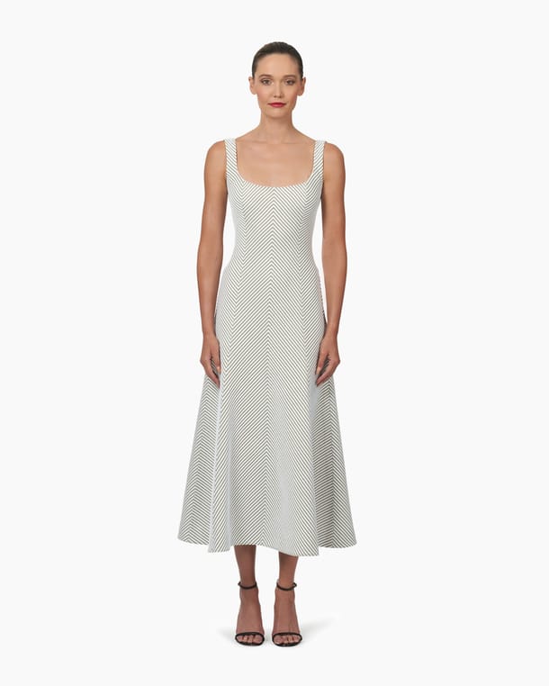 Chevron Stripe Midi Dress