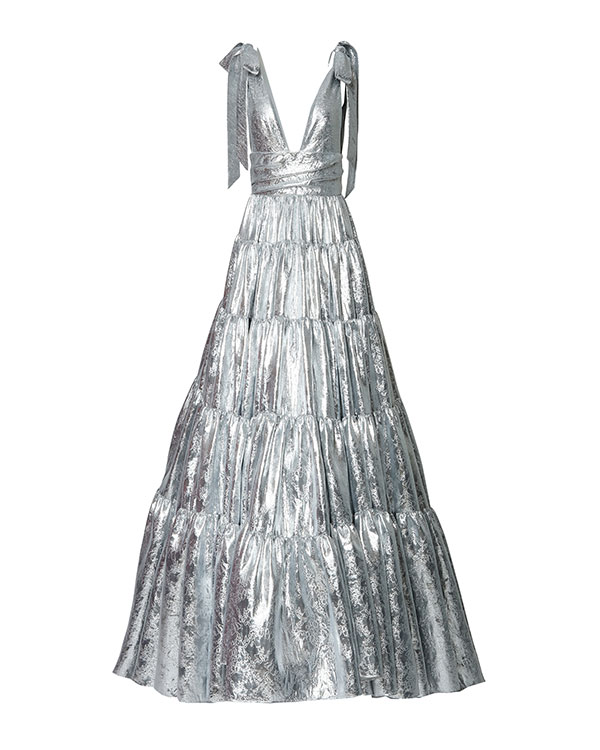 Tiered Lamé Gown