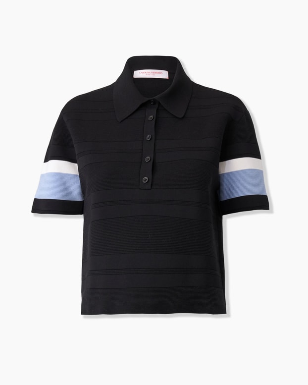Striped Knit Polo Shirt