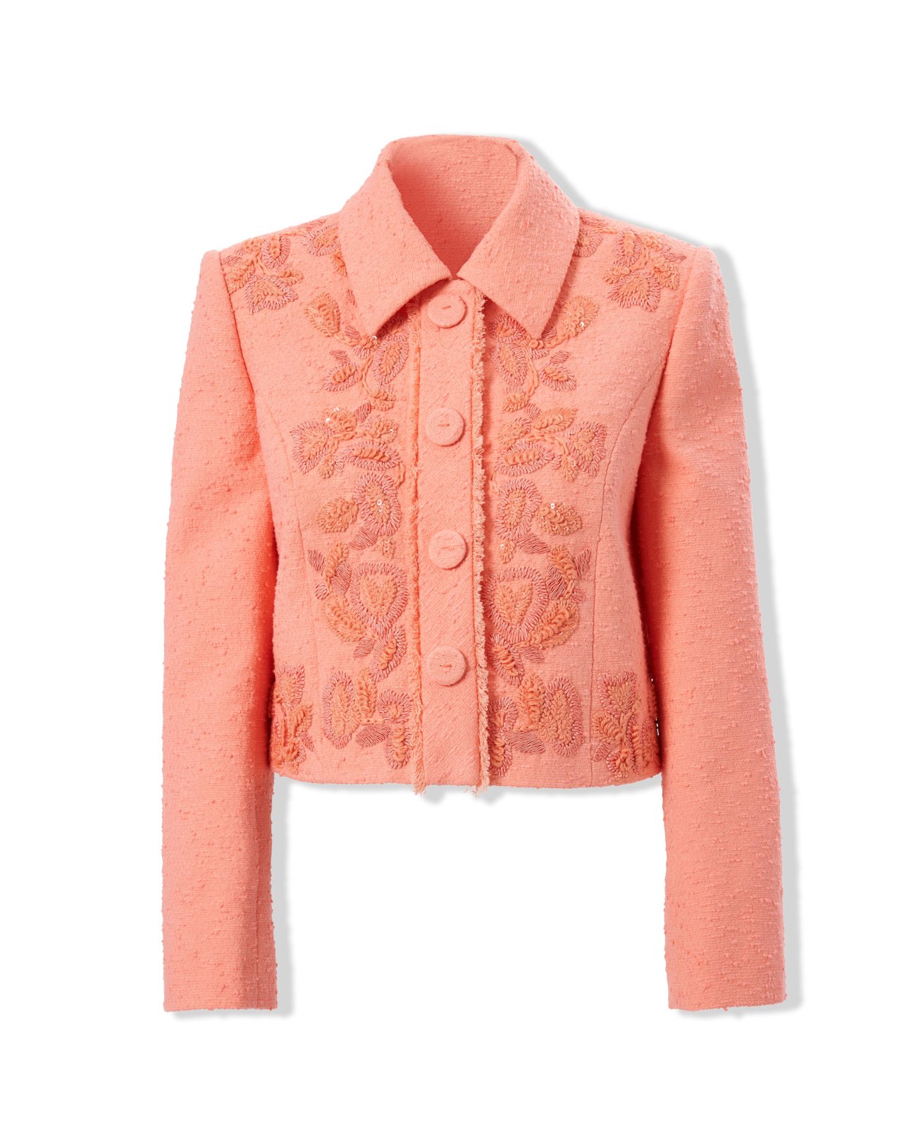 Embroidered Slub-Cotton Cropped Jacket