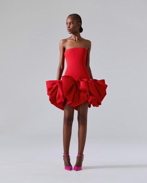 Strapless Bow-Detail Mini Dress