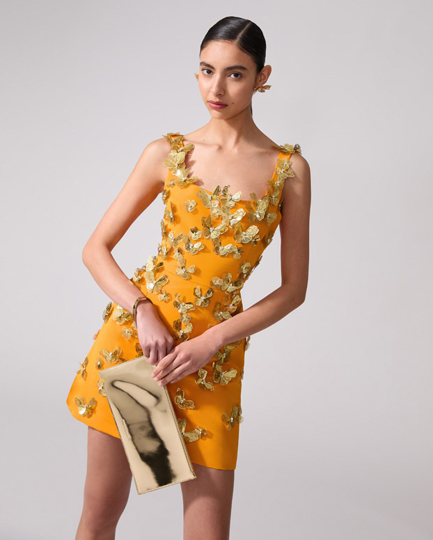 Butterfly-Embellished Mini Dress