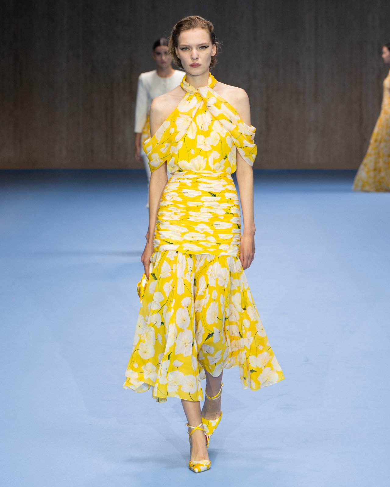 Floral-Print Chiffon Halterneck Top