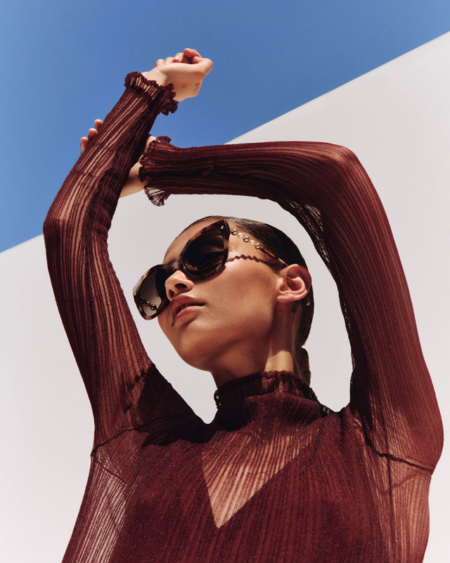 Cat Eye Sunglasses with Beaded Detail