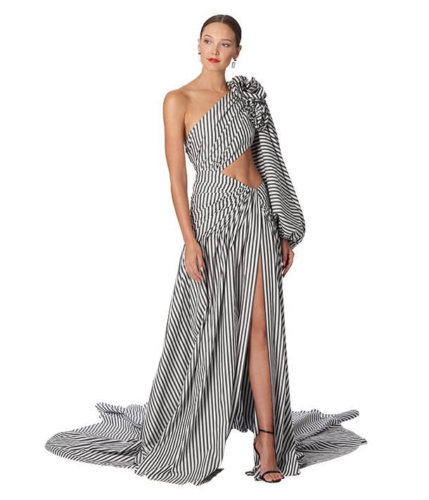 Striped Cut-Out Gown