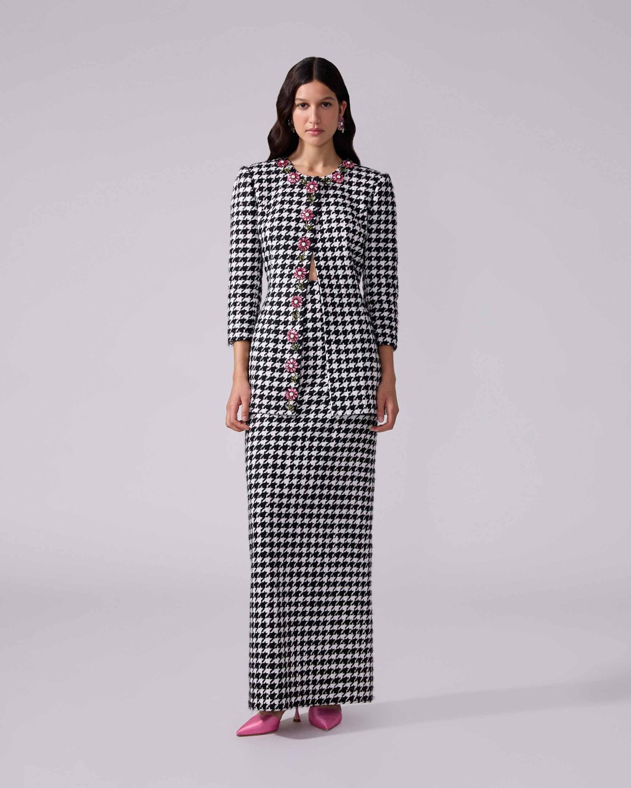 Houndstooth Column Skirt