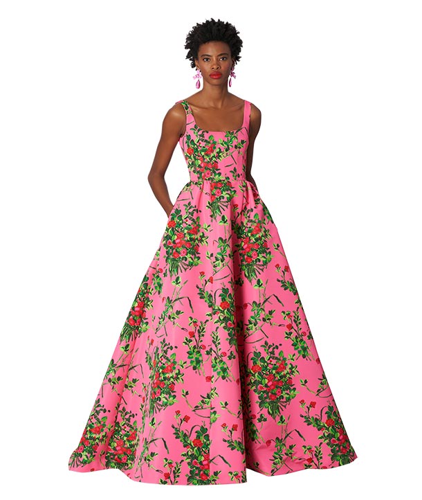 Rose-Print Gown