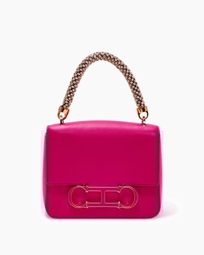 Handbag with Detachable Handle in Crystals