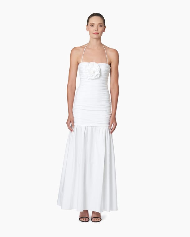 Ruched Bodice Drop-Waist Dress