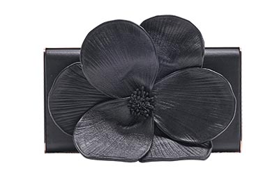 Flower-Embellished Scala Insignia Clutch
