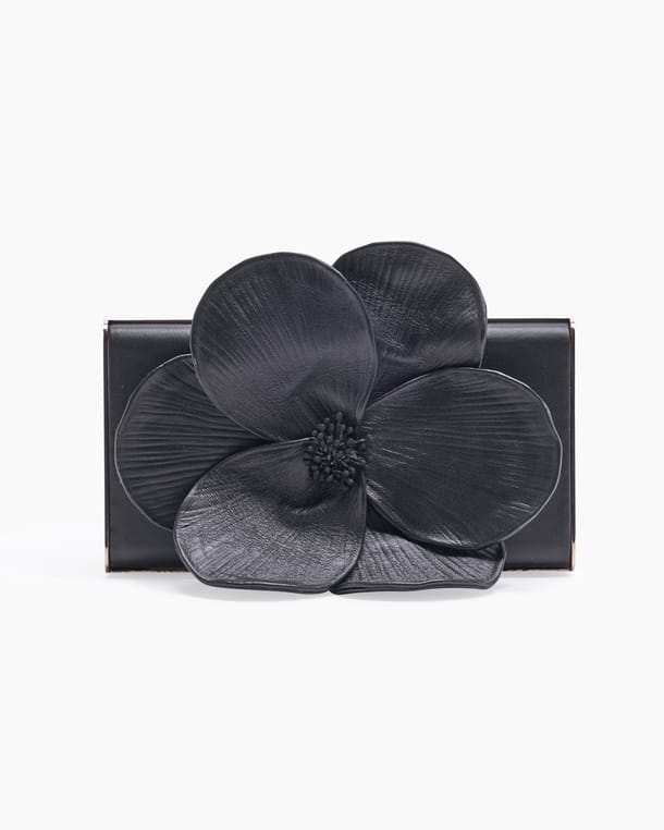 Flower-Embellished Scala Insignia Clutch