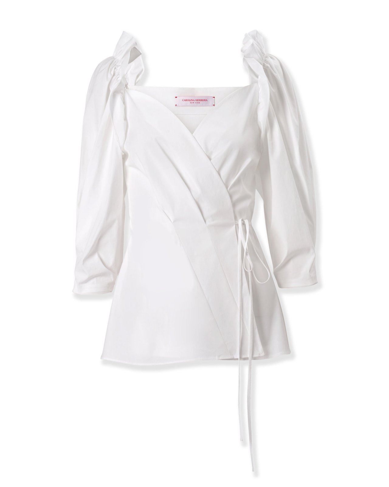 Puff-Sleeve Wrap Shirt