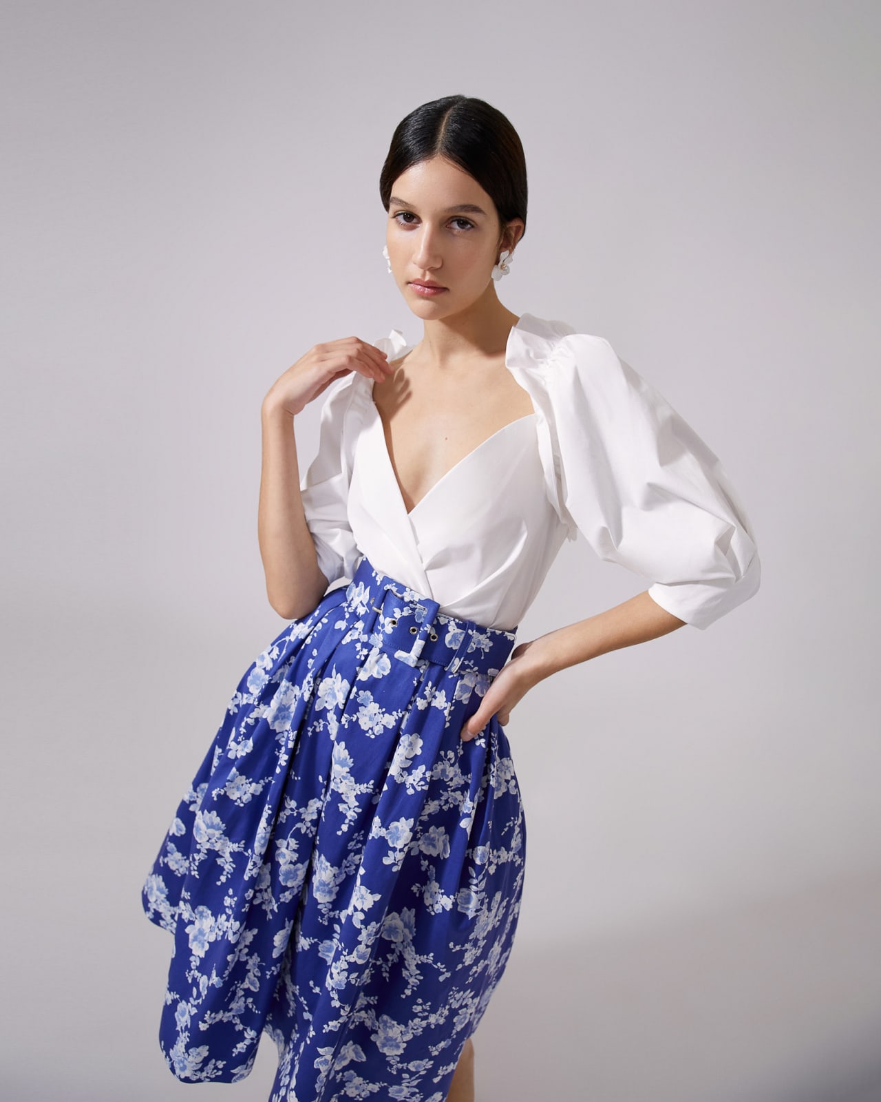 Puff-Sleeve Wrap Shirt