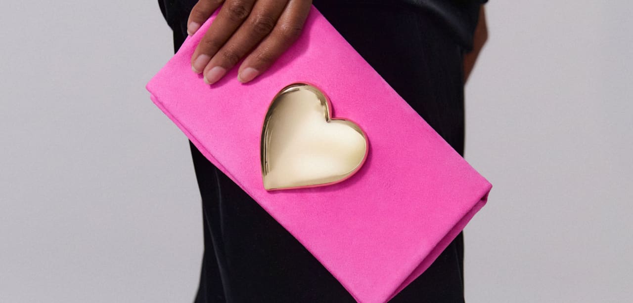 Heart-Embellished Marquise Clutch