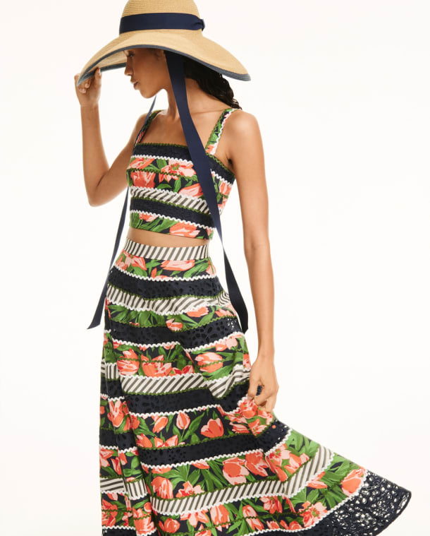 Patchwork Stripe Maxi Skirt
