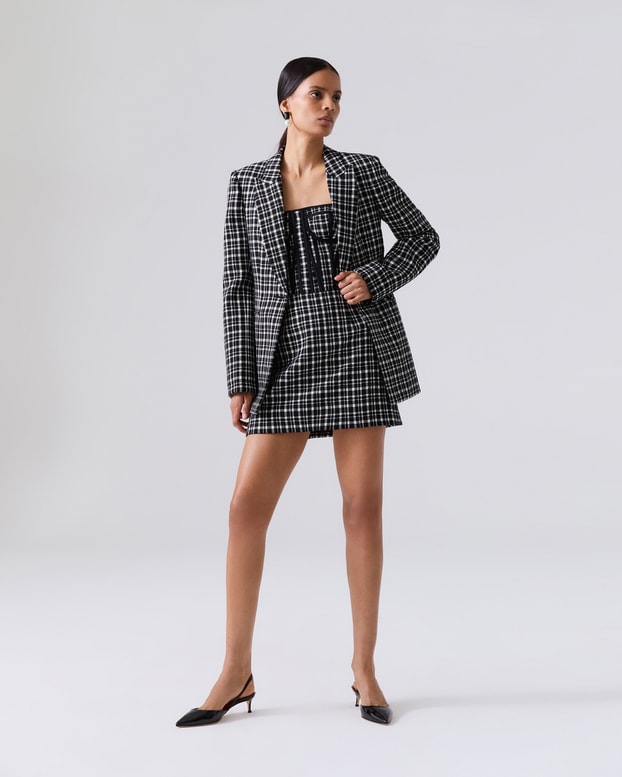 Single-Breasted Plaid Jacket