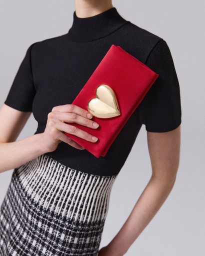 Heart-Embellished Marquise Clutch