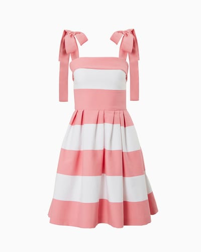 Bow Strap Striped Mini Dress