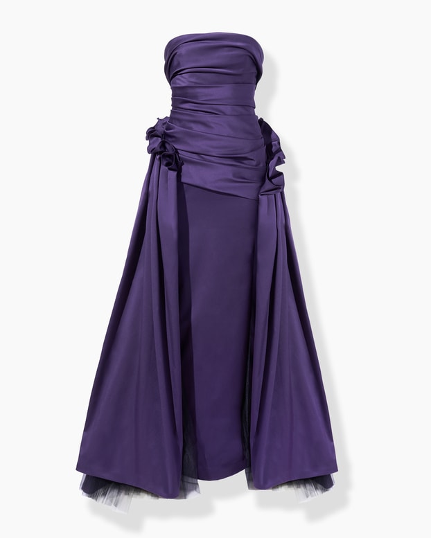 Draped Strapless Column Gown