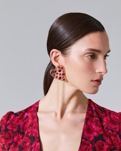 Crystal Heart Stud Earrings