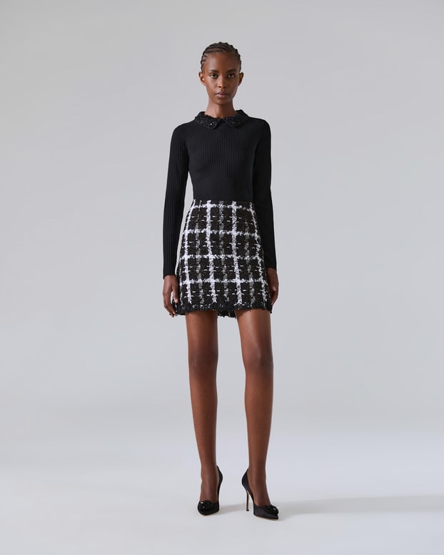 A-Line Lurex Tweed Mini Skirt