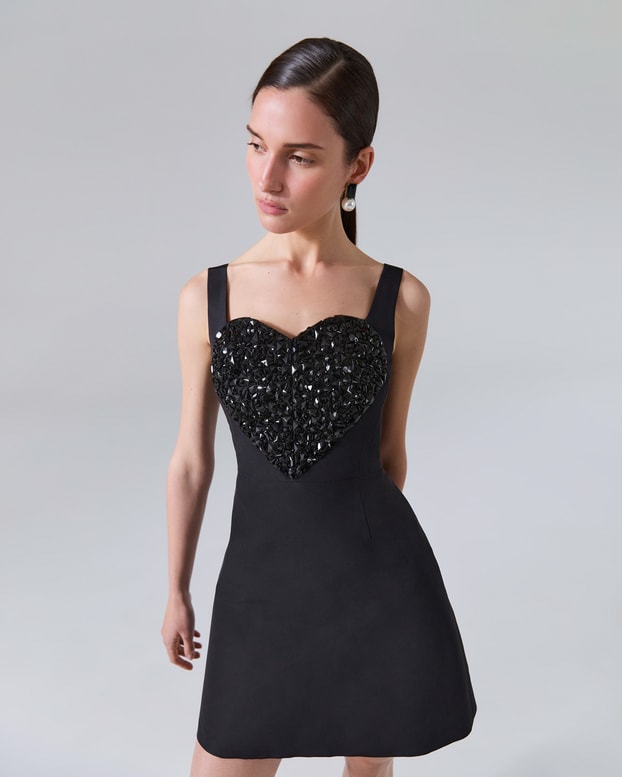 Embellished Heart Mini Dress