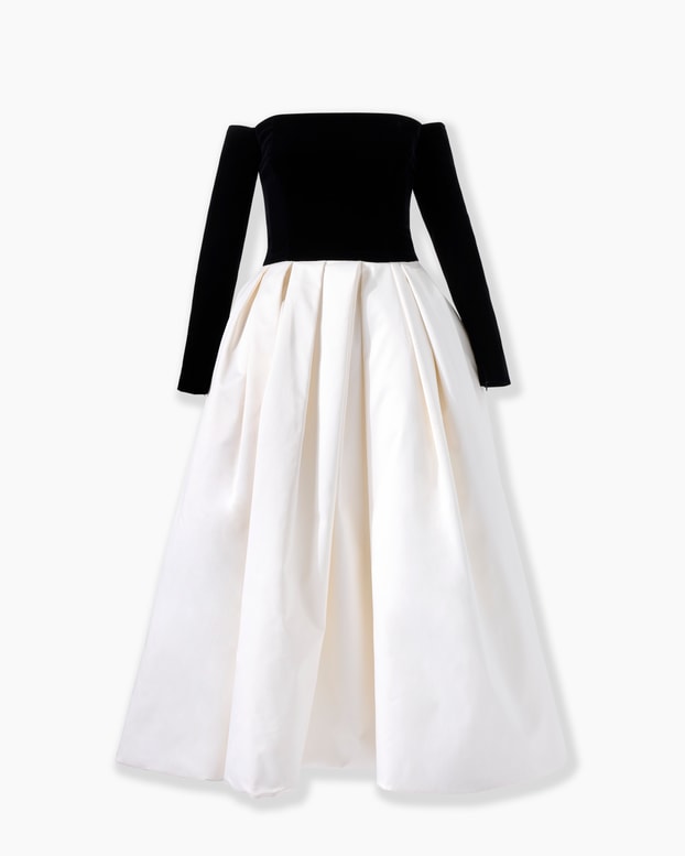 Off-The-Shoulder Combo Midi Dress