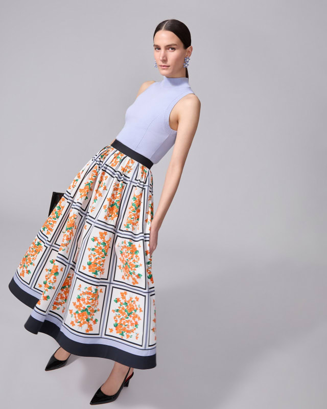 Floral-Print Midi Skirt