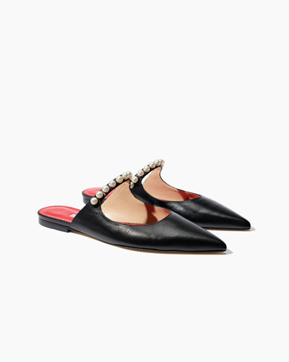 Flat Mule with Pearl-Embellishment