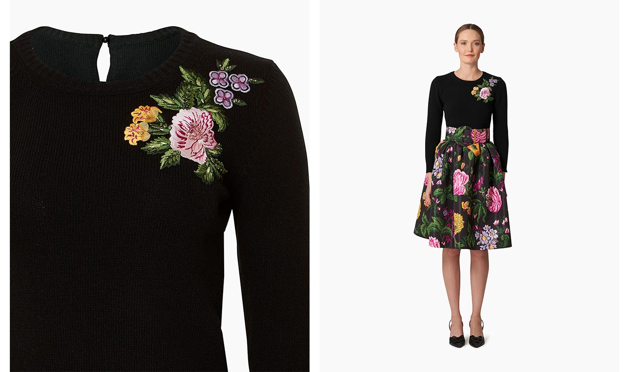 Floral-Embroidered Sweater