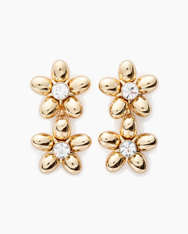 Double Flower Drop Earrings