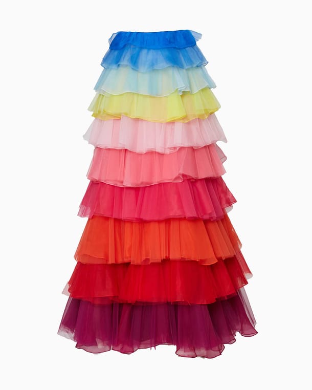 Tiered Organza Maxi Skirt