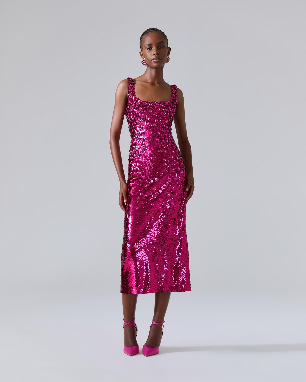 Embellished Sequin Midi Dress