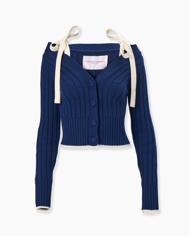 Off-Shoulder Cardigan With Ties