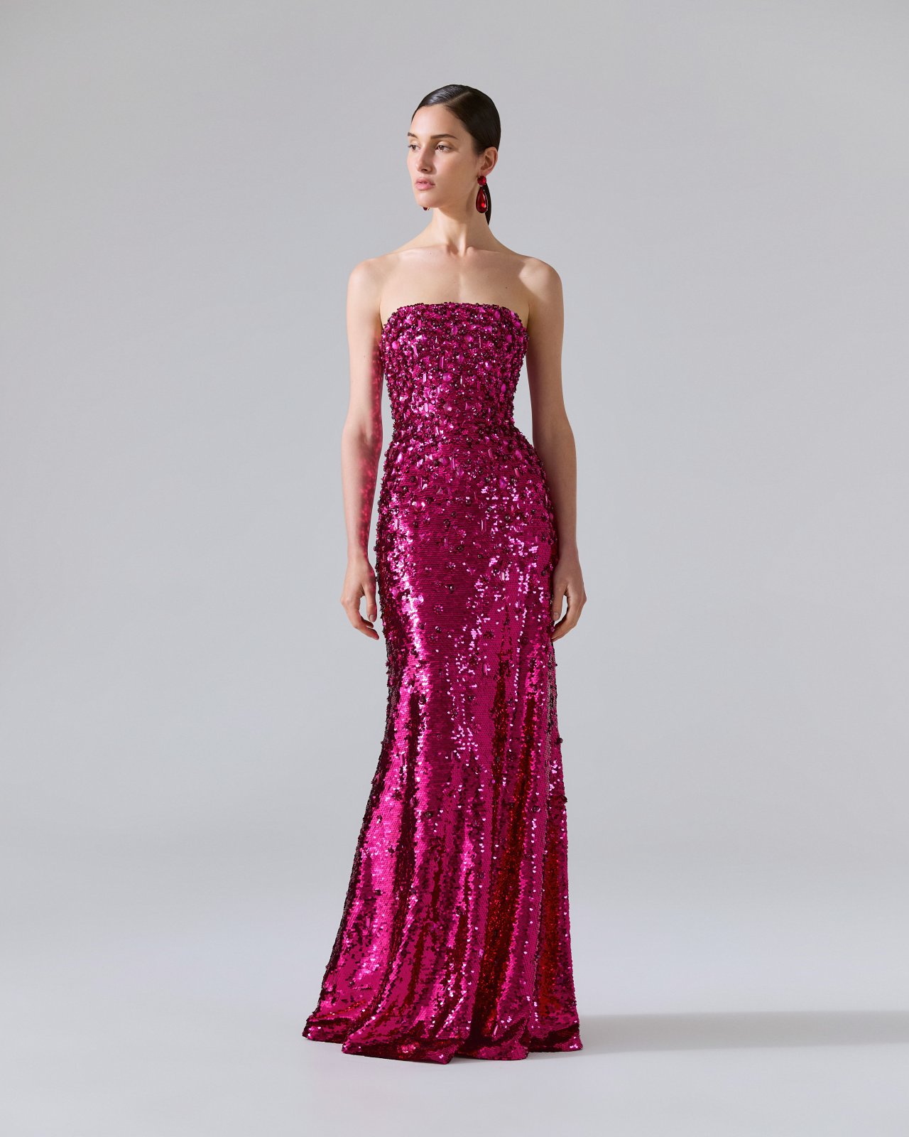 Strapless Embellished Sequin Gown