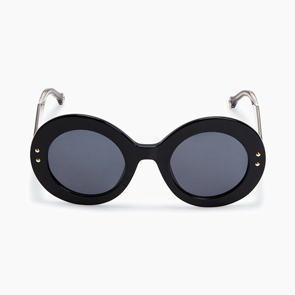 Oversized Round Sunglasses With Stripe Detail
