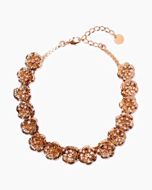 Enamel Flower & Crystal Necklace