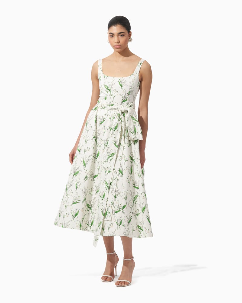 Floral-Print Scoop Neck Dress