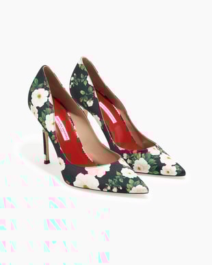 Rose-Print Pump Heels
