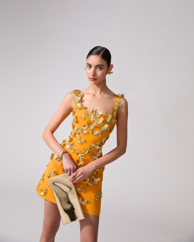 Butterfly-Embellished Mini Dress