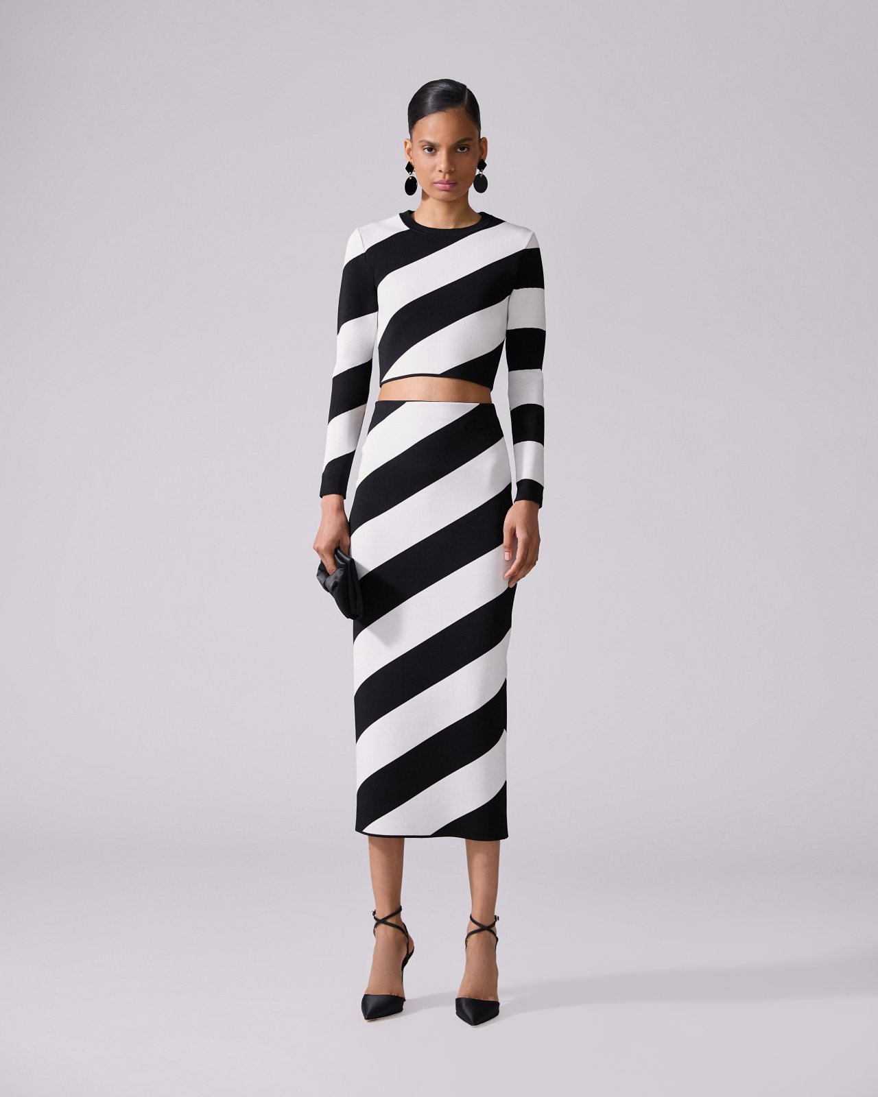 Diagonal Stripe Cropped Sweater