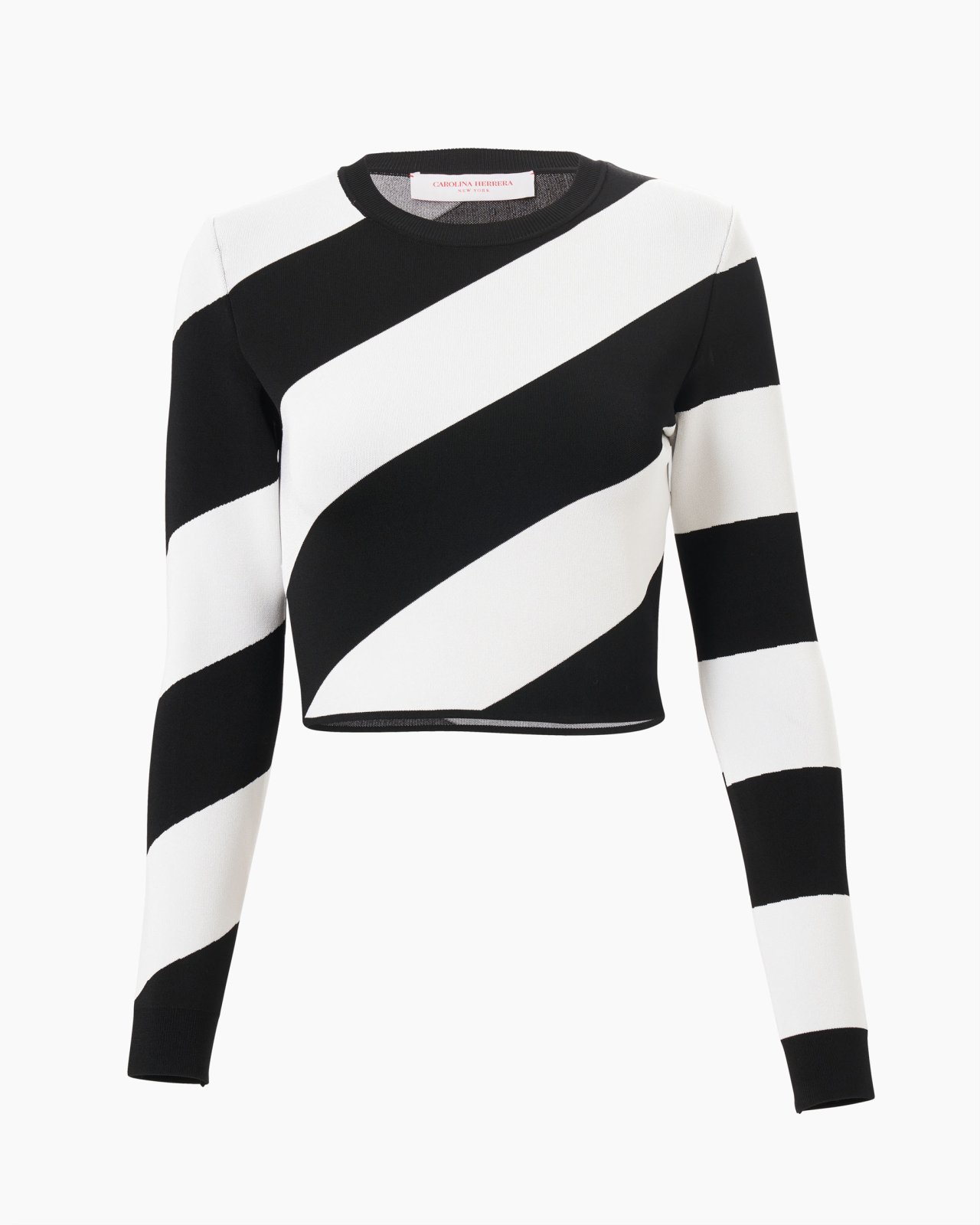 Diagonal Stripe Cropped Sweater