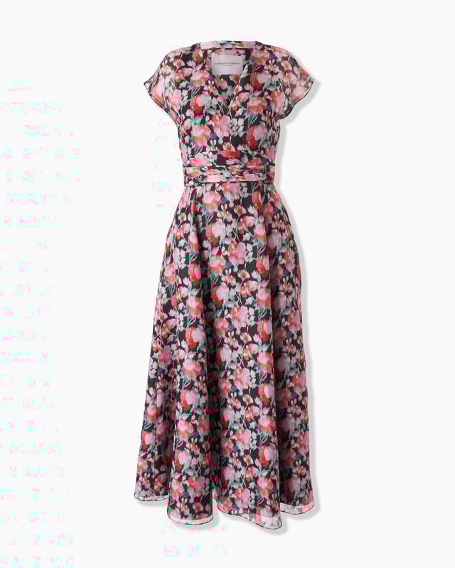 Peony-Print Midi Dress