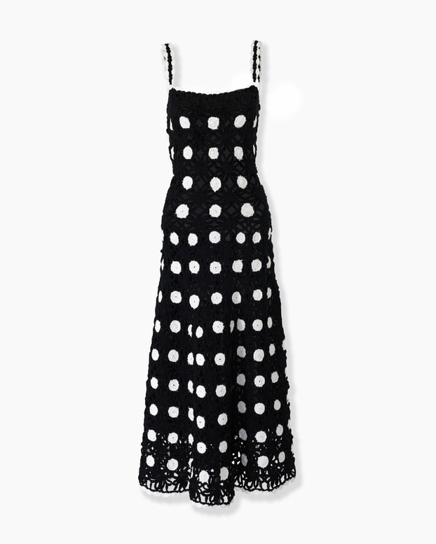 Crocheted Polka Dot Midi Dress