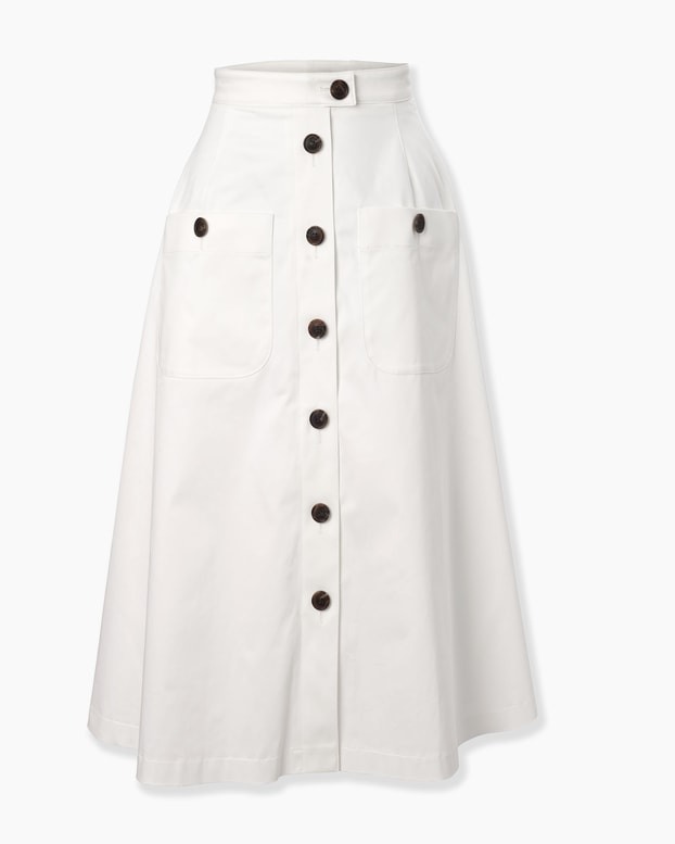 Button-Front Midi Skirt