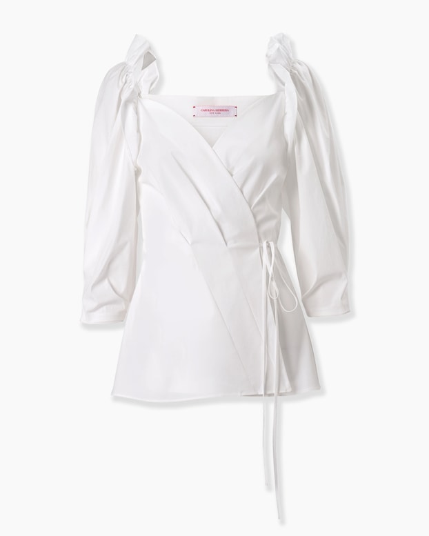 Puff-Sleeve Wrap Shirt