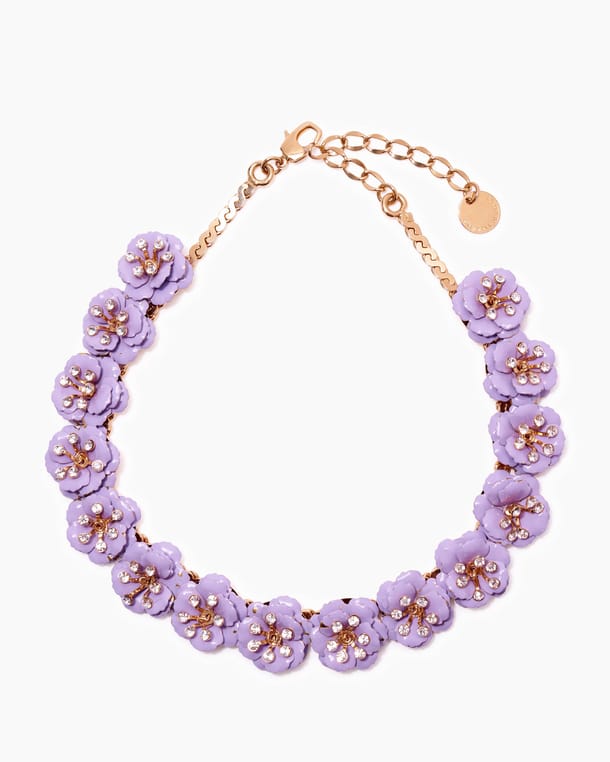 Enamel Flower & Crystal Necklace