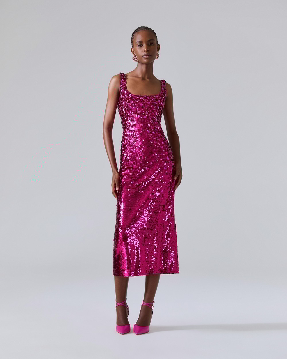 Embellished Sequin Midi Dress